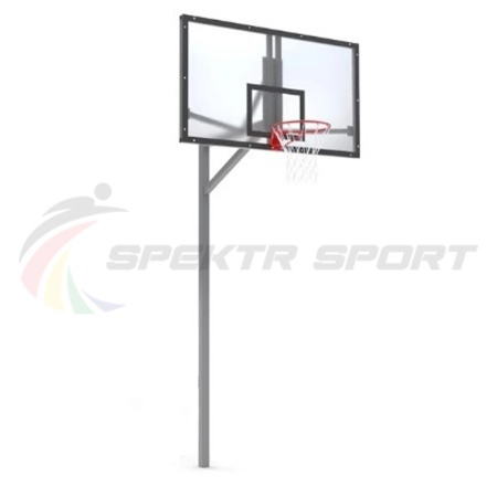 Купить Стойка баскетбольная уличная упрощенная со щитом из оргстекла, кольцом и сеткой SP D 412 в Новосокольниках 